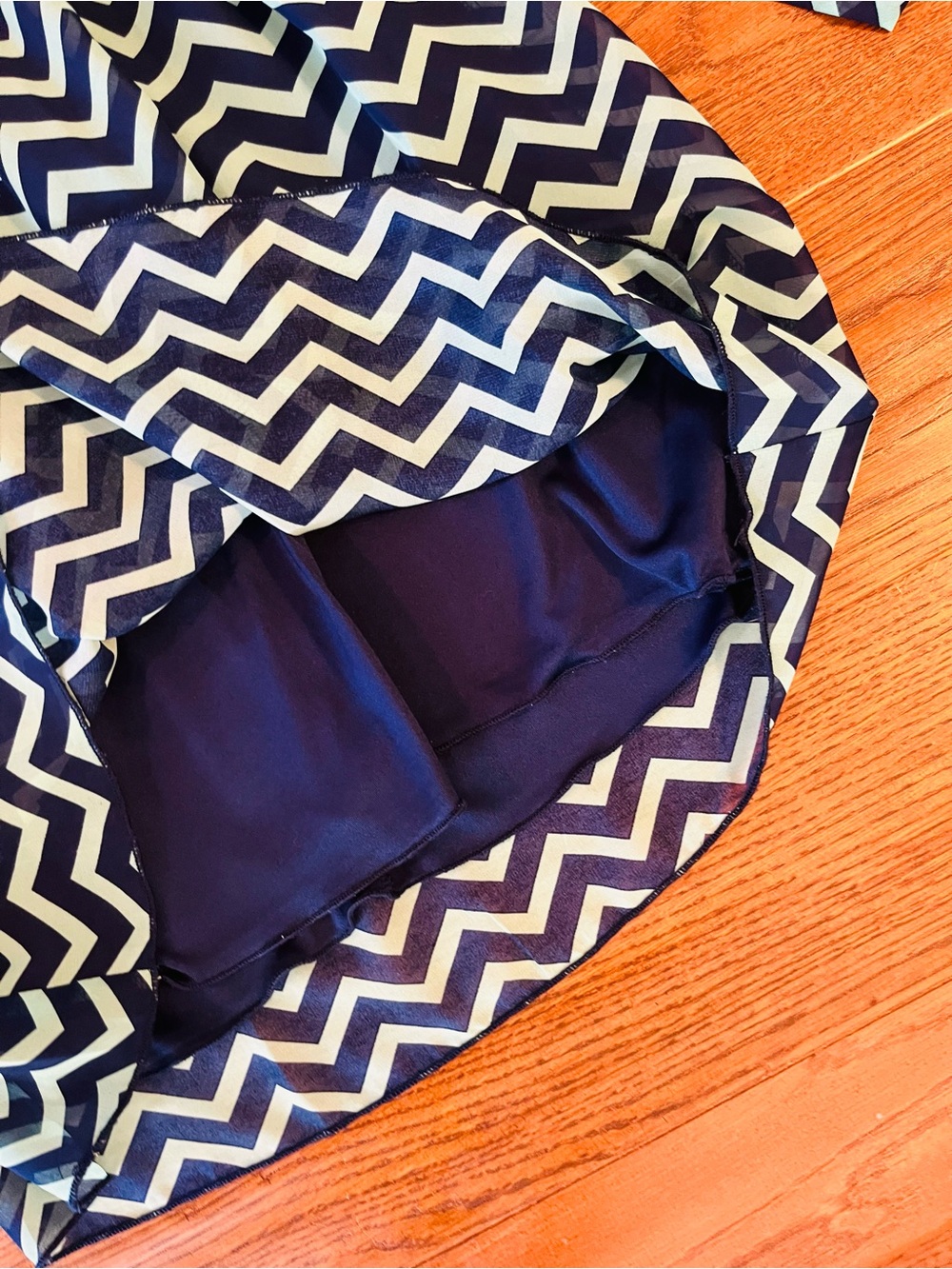 Speechless Navy and White Chevron Midi Dress - Picture 3 of 5